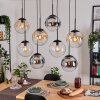 Gastor Suspension, Boule lumineuse, Suspension Ambre, Chrome, Clair, Fumé, 8 lumières