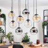 Gastor Suspension, Boule lumineuse, Suspension Ambre, Chrome, Clair, Fumé, 8 lumières