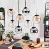 Gastor Suspension, Boule lumineuse, Suspension Ambre, Chrome, Clair, Fumé, 8 lumières
