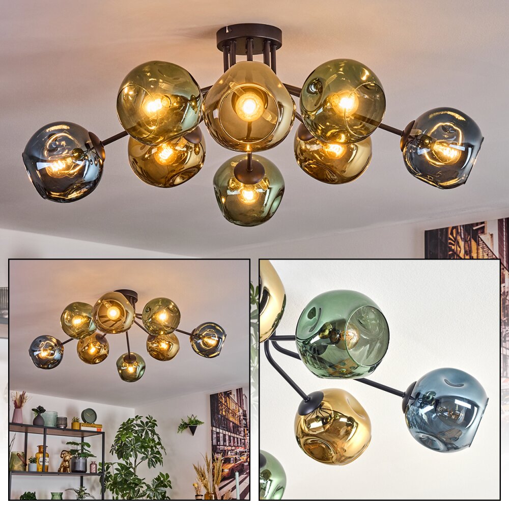 Ripoll Plafonnier, Boule lumineuse Bleu, Or, Vert, 8 lumières main product photo