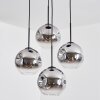 Ripoll Suspension, Boule lumineuse, Suspension grappe Chrome, Clair, Fumé, 4 lumières