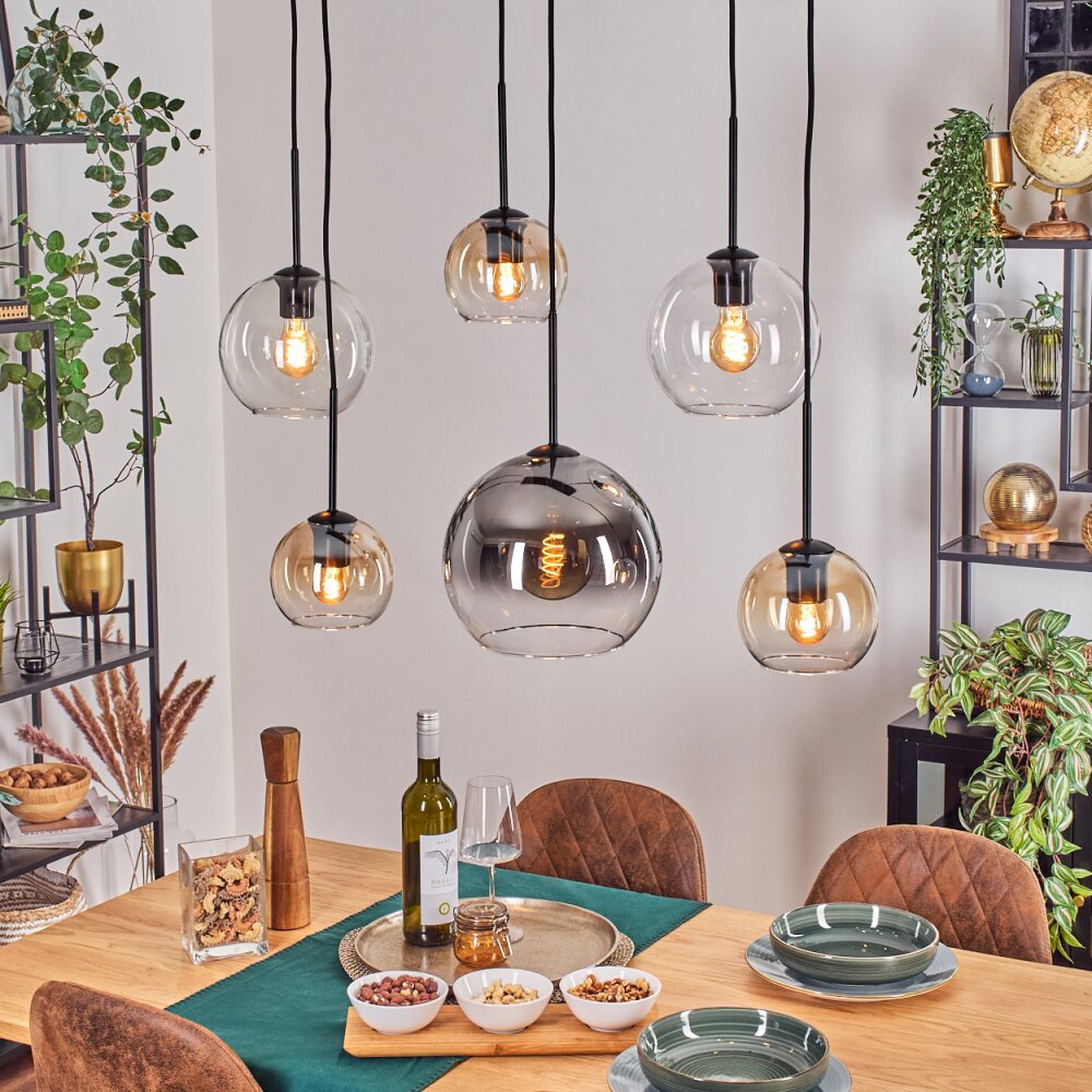 Koyoto Suspension, Boule lumineuse, Suspension Ambre, Clair, Fumé, 6 lumières main product photo