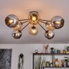 Koyoto Plafonnier, Boule lumineuse 85 cm Ambre, Chrome, Fumé, 8 lumières
