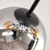 Koyoto Plafonnier, Boule lumineuse 85 cm Ambre, Chrome, Fumé, 8 lumières