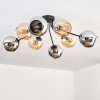 Koyoto Plafonnier, Boule lumineuse 85 cm Ambre, Chrome, Fumé, 8 lumières