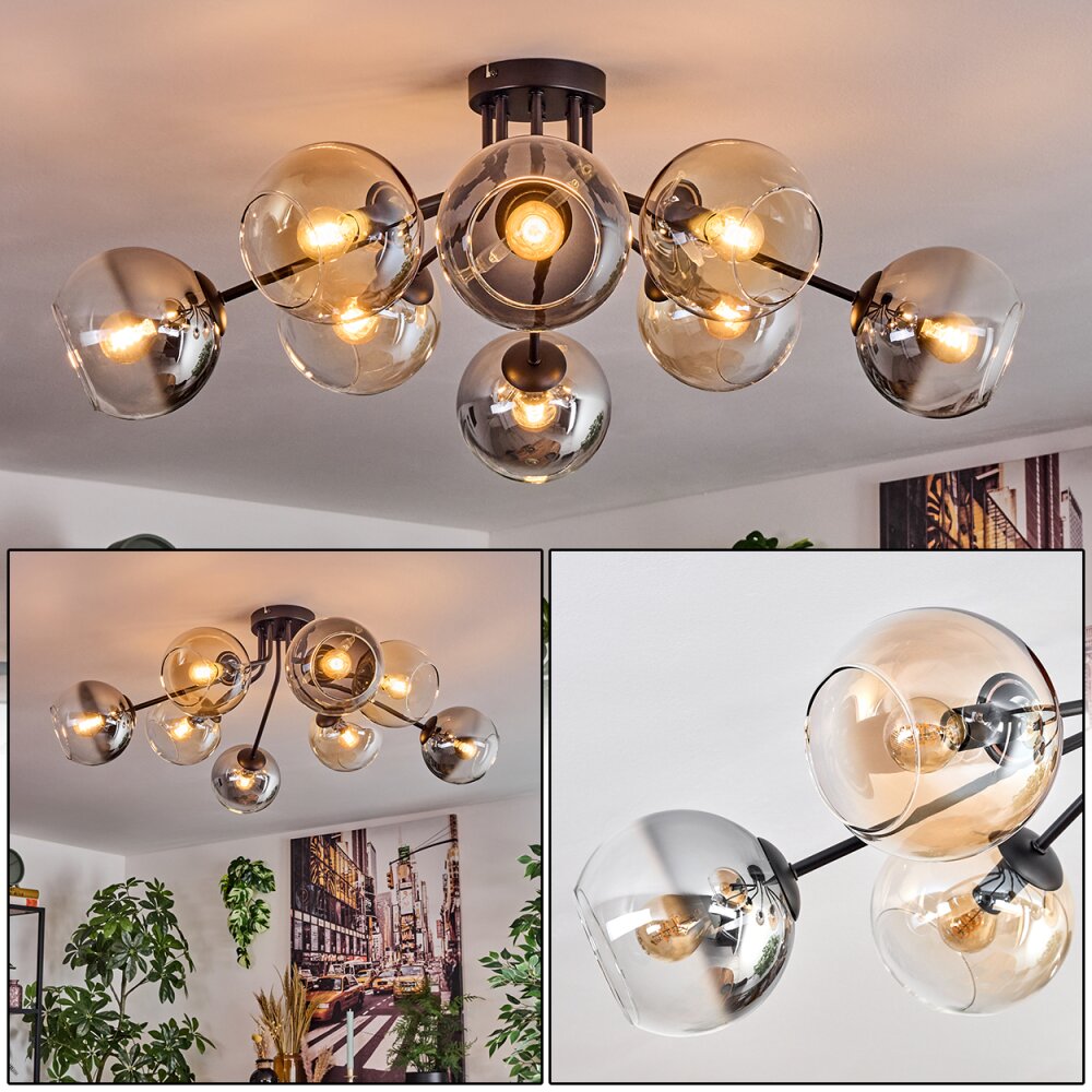 Koyoto Plafonnier, Boule lumineuse 85 cm Ambre, Clair, Fumé, 8 lumières main product photo