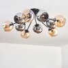 Koyoto Plafonnier, Boule lumineuse 81 cm Ambre, Chrome, Fumé, 10 lumières