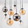 Gastor Suspension, Boule lumineuse, Suspension Ambre, Chrome, Clair, Fumé, 8 lumières