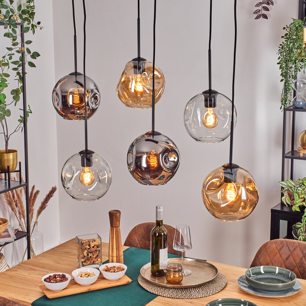 Ripoll Suspension, Boule lumineuse, Suspension Ambre, Clair, Fumé, 6 lumières main product photo
