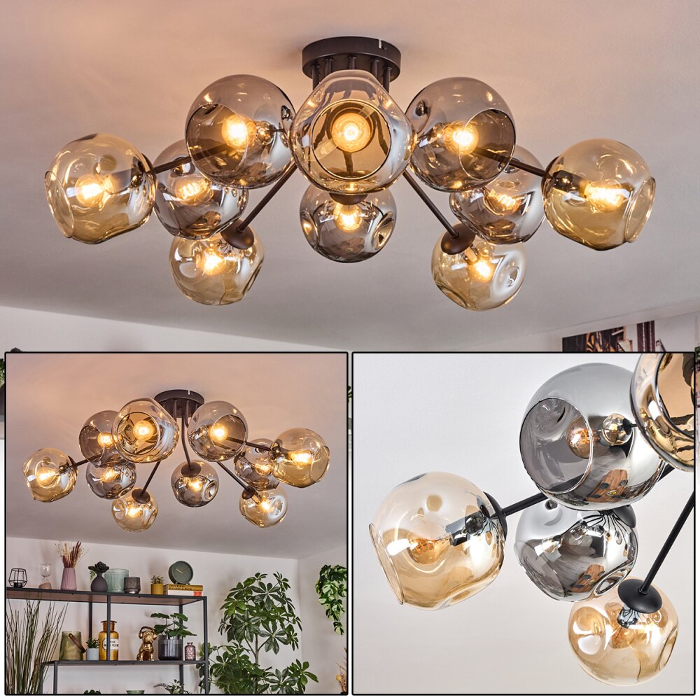 Ripoll Plafonnier, Boule lumineuse Ambre, Fumé, 10 lumières main product photo