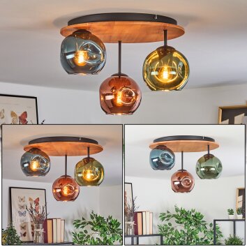Ripoll Plafonnier, Boule lumineuse Écru, Noir, 3 lumières
