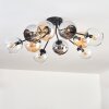 Koyoto Plafonnier, Boule lumineuse 81 cm Ambre, Chrome, Clair, Fumé, 10 lumières
