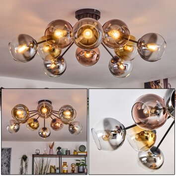 Koyoto Plafonnier, Boule lumineuse 81 cm Or, Clair, Cuivré, Fumé, 10 lumières