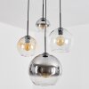 Koyoto Suspension, Boule lumineuse, Suspension grappe Ambre, Chrome, Clair, Fumé, 4 lumières Koyoto Suspension, Boule lumineuse, Suspension grappe Ambre, Chrome, Clair, Fumé, 4 lumières