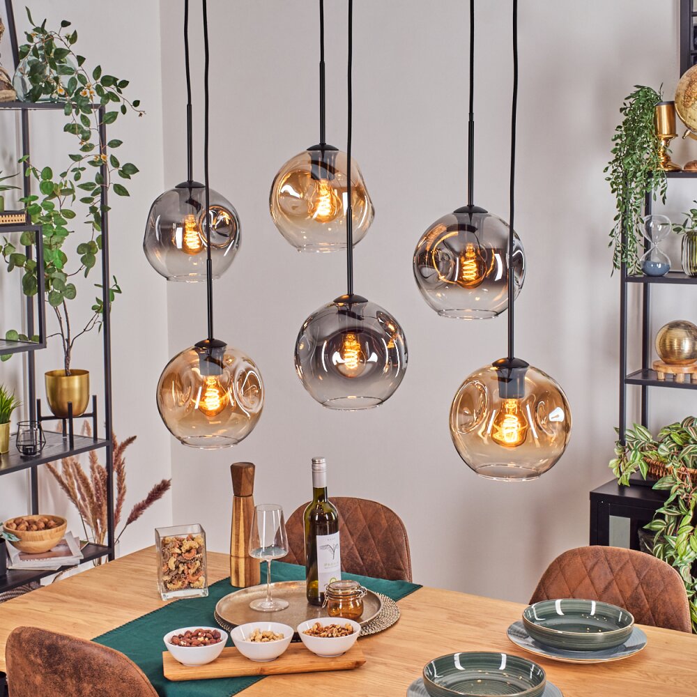 Ripoll Suspension, Boule lumineuse, Suspension Ambre, Clair, Fumé, 6 lumières main product photo