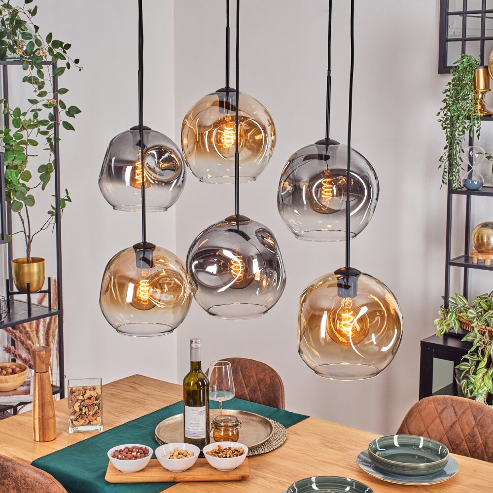 Ripoll Suspension, Boule lumineuse, Suspension Ambre, Clair, Fumé, 6 lumières main product photo