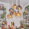 Ripoll Suspension, Boule lumineuse, Suspension Ambre, Clair, Fumé, 6 lumières