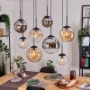 Gastor Suspension, Boule lumineuse, Suspension Ambre, Chrome, Clair, Fumé, 8 lumières