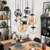 Gastor Suspension, Boule lumineuse, Suspension Ambre, Chrome, Clair, Fumé, 8 lumières