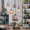 Ripoll Suspension, Boule lumineuse, Suspension grappe Ambre, Chrome, Clair, Fumé, 4 lumières