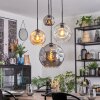 Ripoll Suspension, Boule lumineuse, Suspension grappe Ambre, Chrome, Clair, Fumé, 4 lumières