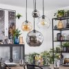 Ripoll Suspension, Boule lumineuse, Suspension grappe Ambre, Chrome, Clair, Fumé, 4 lumières