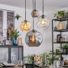 Ripoll Suspension, Boule lumineuse, Suspension grappe Ambre, Chrome, Clair, Fumé, 4 lumières