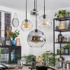 Ripoll Suspension, Boule lumineuse, Suspension grappe Ambre, Chrome, Clair, Fumé, 4 lumières