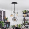 Ripoll Suspension, Boule lumineuse, Suspension grappe Ambre, Chrome, Clair, Fumé, 4 lumières
