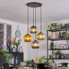 Koyoto Suspension, Boule lumineuse, Suspension grappe Bleu, Or, Vert, 4 lumières