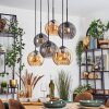Koyoto Suspension, Boule lumineuse, Suspension Ambre, Fumé, 6 lumières