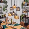 Koyoto Suspension, Boule lumineuse, Suspension Ambre, Fumé, 6 lumières