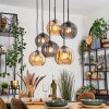 Koyoto Suspension, Boule lumineuse, Suspension Ambre, Fumé, 6 lumières