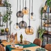 Koyoto Suspension, Boule lumineuse, Suspension Ambre, Clair, Fumé, 6 lumières