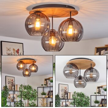 Koyoto Plafonnier, Boule lumineuse Écru, Noir, 3 lumières