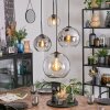 Koyoto Suspension, Boule lumineuse, Suspension grappe Ambre, Chrome, Clair, Fumé, 4 lumières