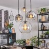 Koyoto Suspension, Boule lumineuse, Suspension grappe Ambre, Chrome, Clair, Fumé, 4 lumières