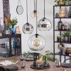 Koyoto Suspension, Boule lumineuse, Suspension grappe Ambre, Chrome, Clair, Fumé, 4 lumières