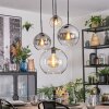 Koyoto Suspension, Boule lumineuse, Suspension grappe Ambre, Chrome, Clair, Fumé, 4 lumières