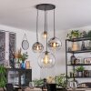 Koyoto Suspension, Boule lumineuse, Suspension grappe Ambre, Chrome, Clair, Fumé, 4 lumières