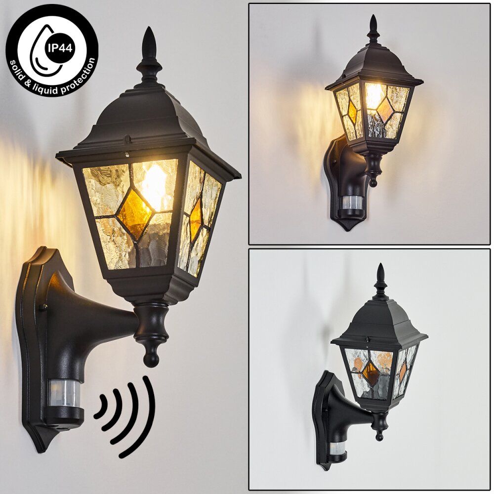 Naofe Lampe murale d´extérieur, Applique murale Noir, 1 lumière, Détecteur de mouvement main product photo