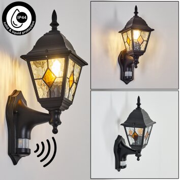 Naofe Lampe murale d´extérieur, Applique murale Noir, 1 lumière, Détecteur de mouvement