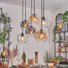 Ripoll Suspension, Boule lumineuse, Suspension Ambre, Clair, Fumé, 6 lumières