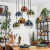 Koyoto Suspension, Boule lumineuse, Suspension Bleu, Or, Vert, Clair, Cuivré, 6 lumières