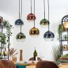 Koyoto Suspension, Boule lumineuse, Suspension Bleu, Or, Vert, Clair, Cuivré, 6 lumières