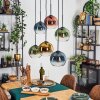 Koyoto Suspension, Boule lumineuse, Suspension Bleu, Or, Vert, Clair, Cuivré, 6 lumières