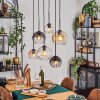Koyoto Suspension, Boule lumineuse, Suspension Ambre, Clair, Fumé, 6 lumières