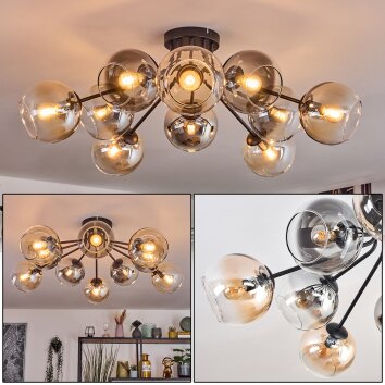 Koyoto Plafonnier, Boule lumineuse 81 cm Ambre, Clair, Fumé, 10 lumières
