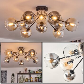 Koyoto Plafonnier, Boule lumineuse 81 cm Ambre, Clair, Fumé, 10 lumières