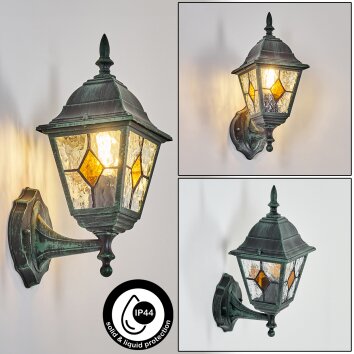 Naofe Lampe murale d´extérieur, Applique murale Vert, Noir, 1 lumière